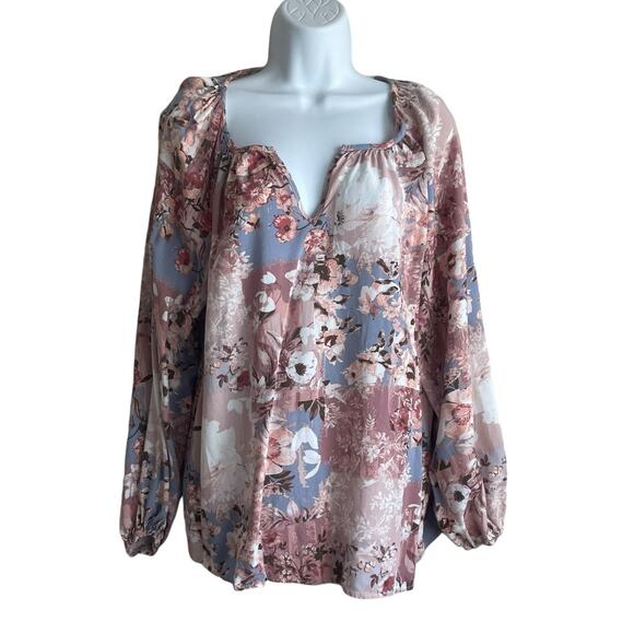 Andree by Unit Women Tunic Top 1X Multicolor Floral Grandma Cottage Boho Hippie - Picture 1 of 9